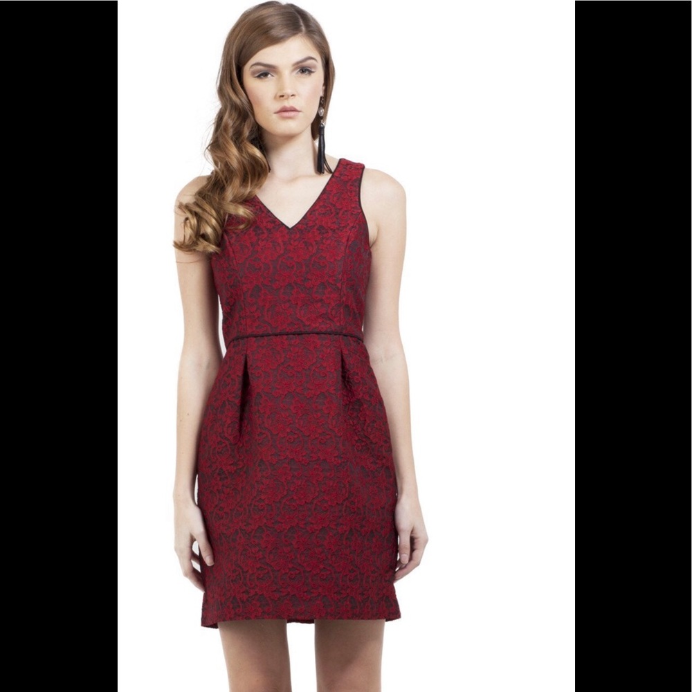 4.Collective Red Sleeveless Lace Jacquard Holiday  Dress Sz 4
